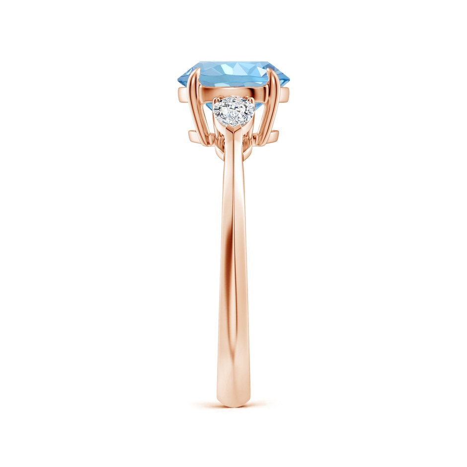 8mm AAAA Round Aquamarine and Pear Diamond Three Stone Engagement Ring in Rose Gold side 299