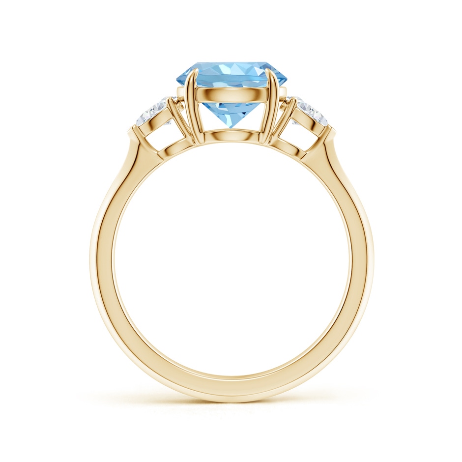 8mm AAAA Round Aquamarine and Pear Diamond Three Stone Engagement Ring in Yellow Gold side 199