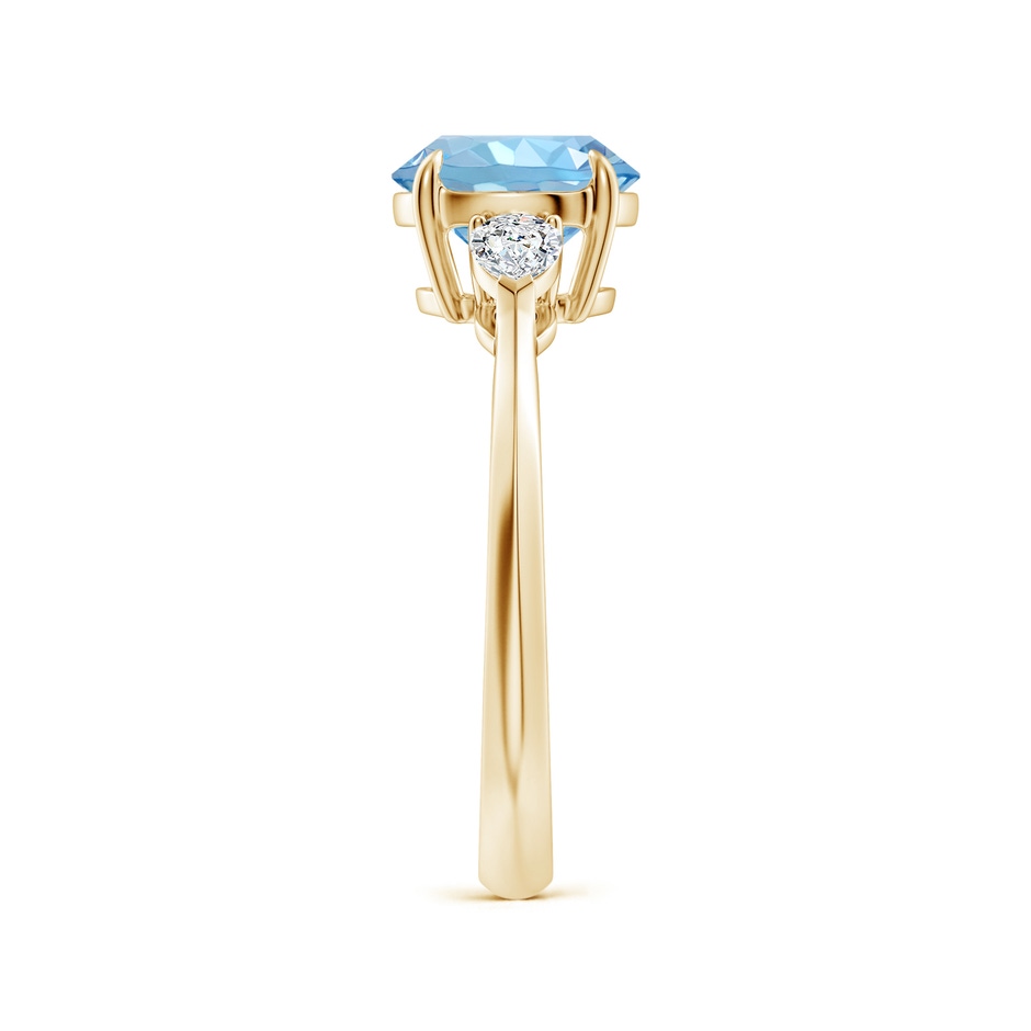 8mm AAAA Round Aquamarine and Pear Diamond Three Stone Engagement Ring in Yellow Gold side 299