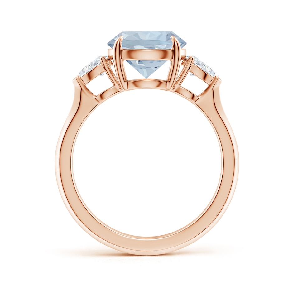 9mm A Round Aquamarine and Pear Diamond Three Stone Engagement Ring in Rose Gold side 199