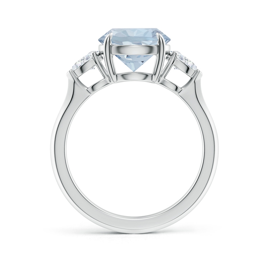 9mm A Round Aquamarine and Pear Diamond Three Stone Engagement Ring in White Gold side 199