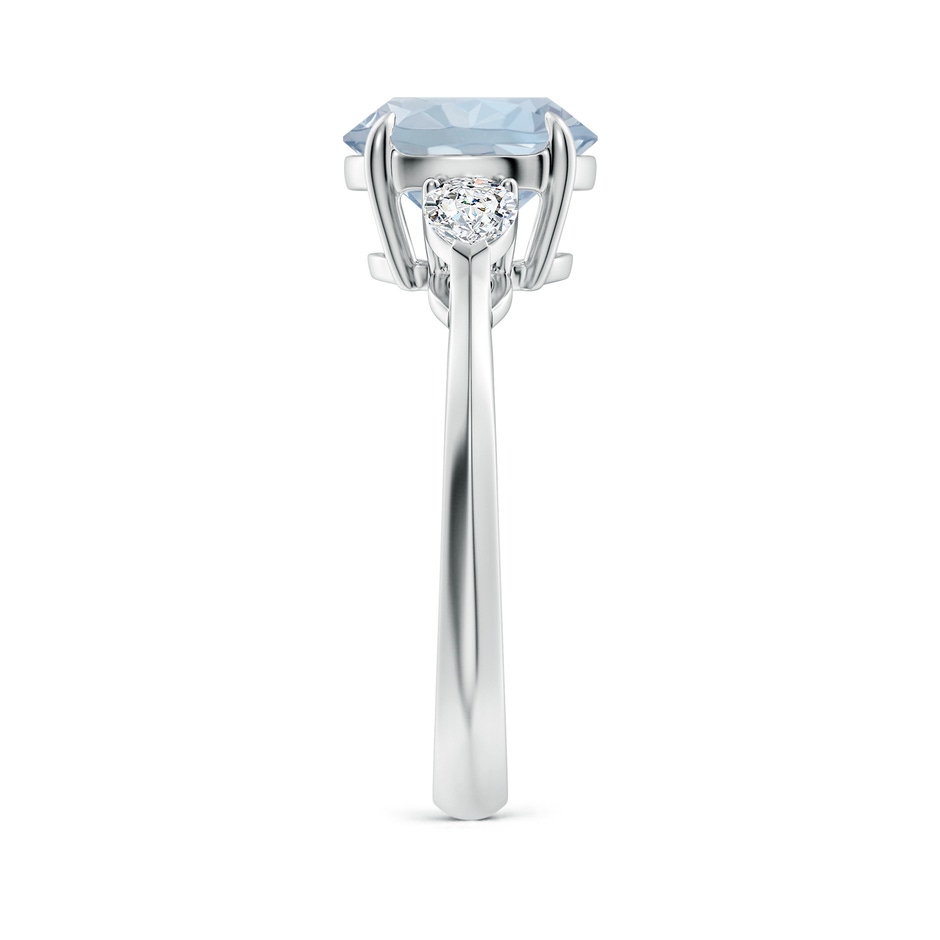9mm A Round Aquamarine and Pear Diamond Three Stone Engagement Ring in White Gold side 299