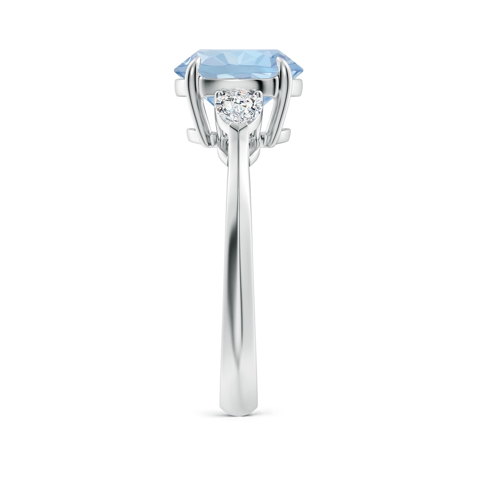 9mm AA Round Aquamarine and Pear Diamond Three Stone Engagement Ring in White Gold side 299