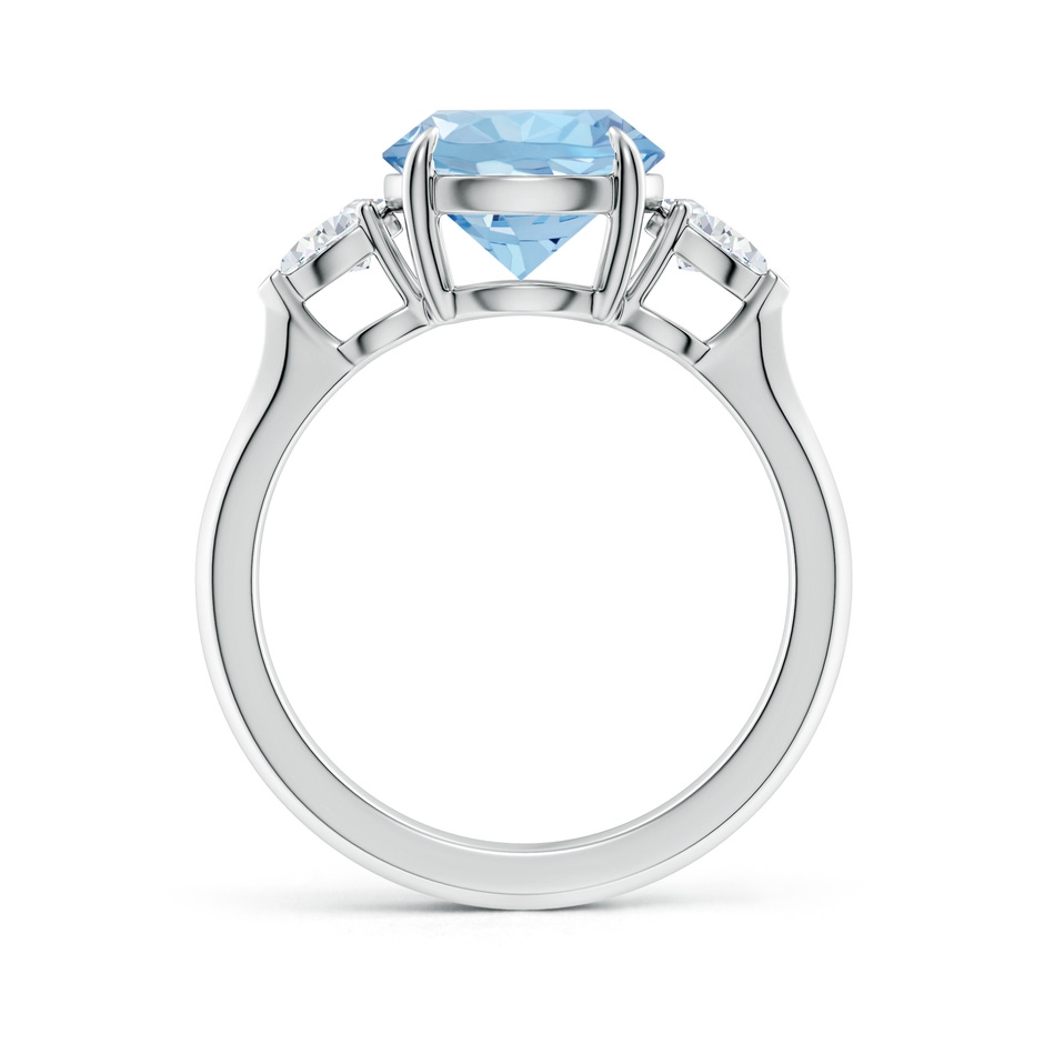 9mm AAA Round Aquamarine and Pear Diamond Three Stone Engagement Ring in S999 Silver side 199