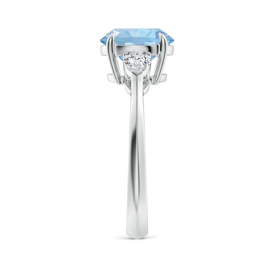9mm AAA Round Aquamarine and Pear Diamond Three Stone Engagement Ring in S999 Silver side 299
