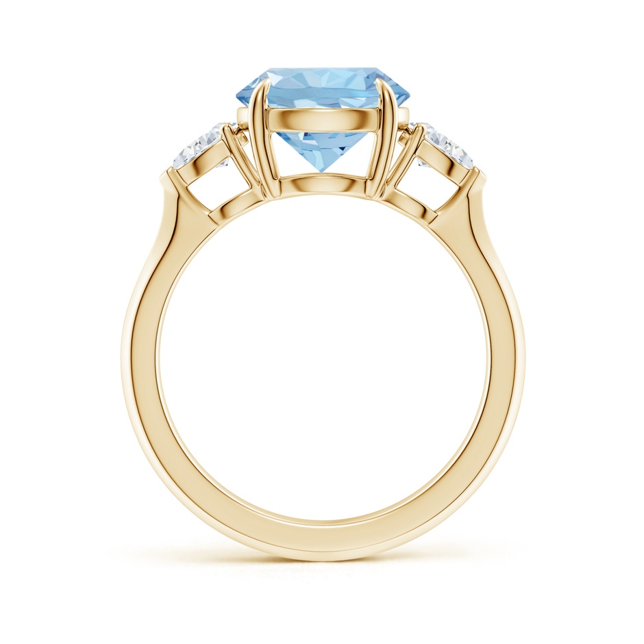 9mm AAA Round Aquamarine and Pear Diamond Three Stone Engagement Ring in Yellow Gold side 199