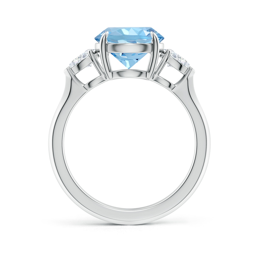 9mm AAAA Round Aquamarine and Pear Diamond Three Stone Engagement Ring in P950 Platinum - side 199
