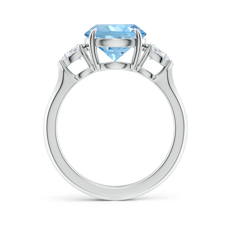 9mm AAAA Round Aquamarine and Pear Diamond Three Stone Engagement Ring in P950 Platinum side 199