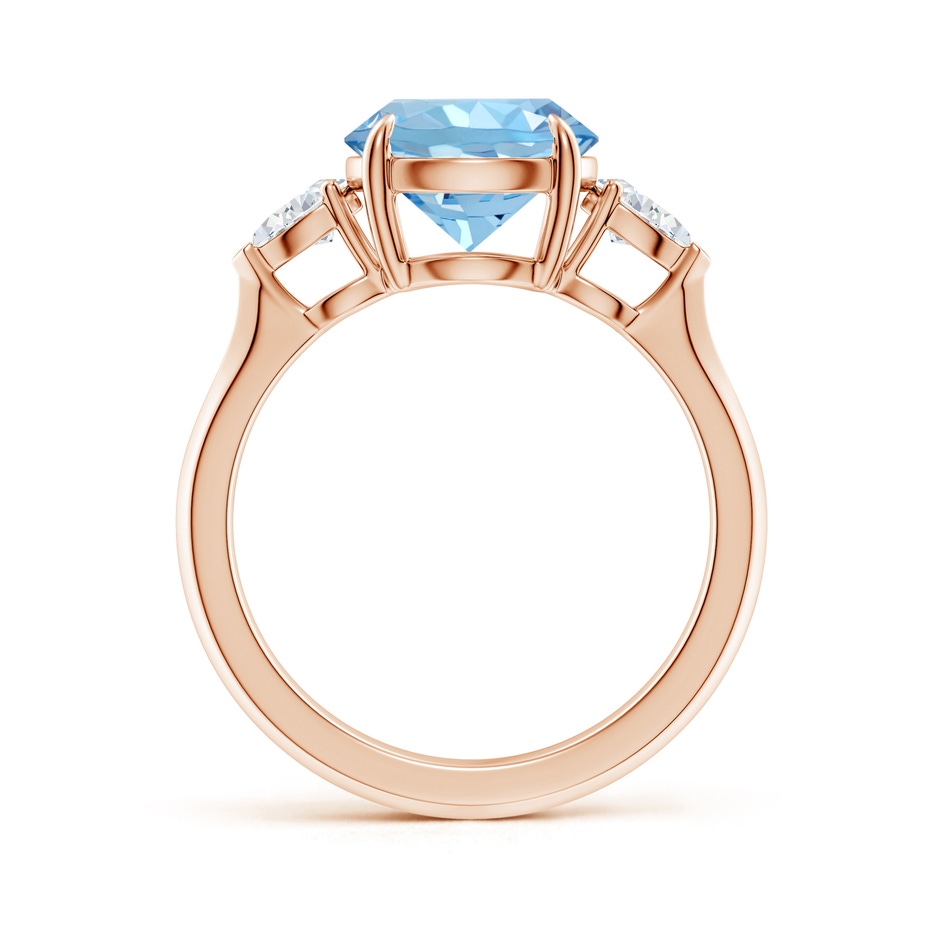 9mm AAAA Round Aquamarine and Pear Diamond Three Stone Engagement Ring in Rose Gold side 199