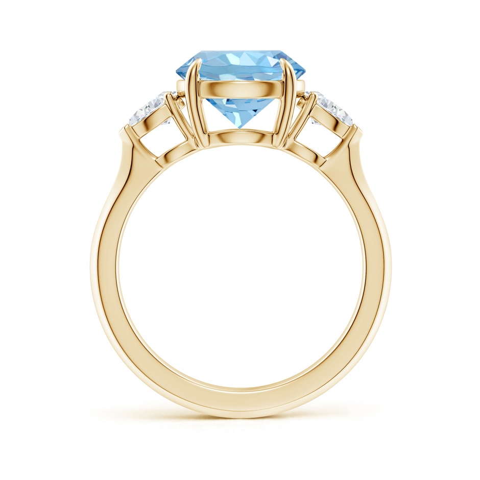 9mm AAAA Round Aquamarine and Pear Diamond Three Stone Engagement Ring in Yellow Gold side 199