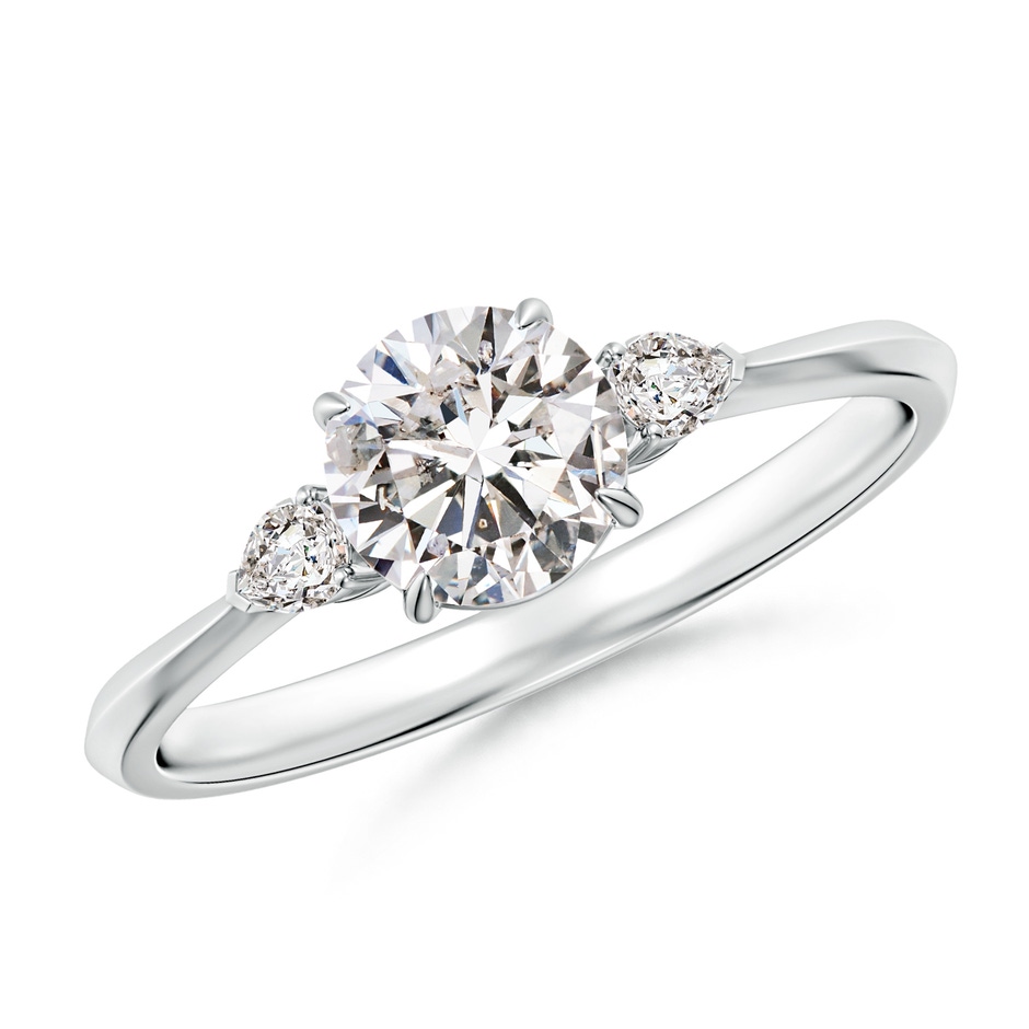 5.9mm IJI1I2 Round and Pear Diamond Three Stone Engagement Ring in P950 Platinum 
