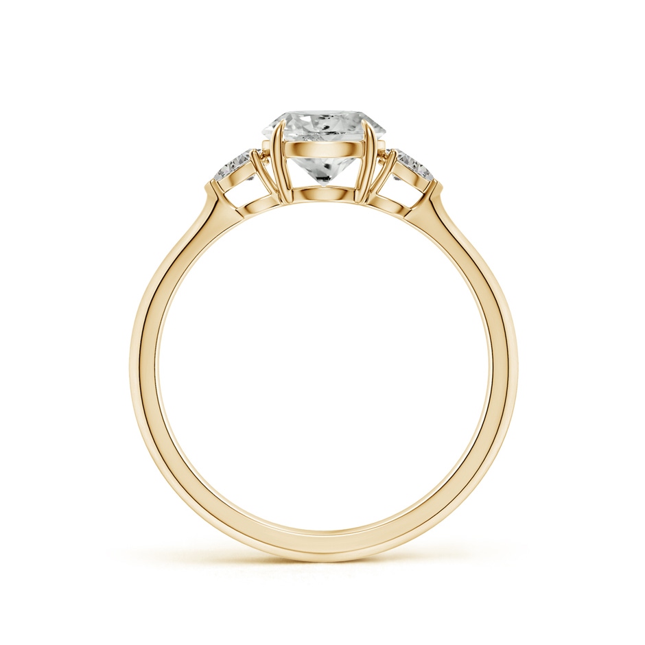 6.4mm KI3 Round and Pear Diamond Three Stone Engagement Ring in Yellow Gold side 199