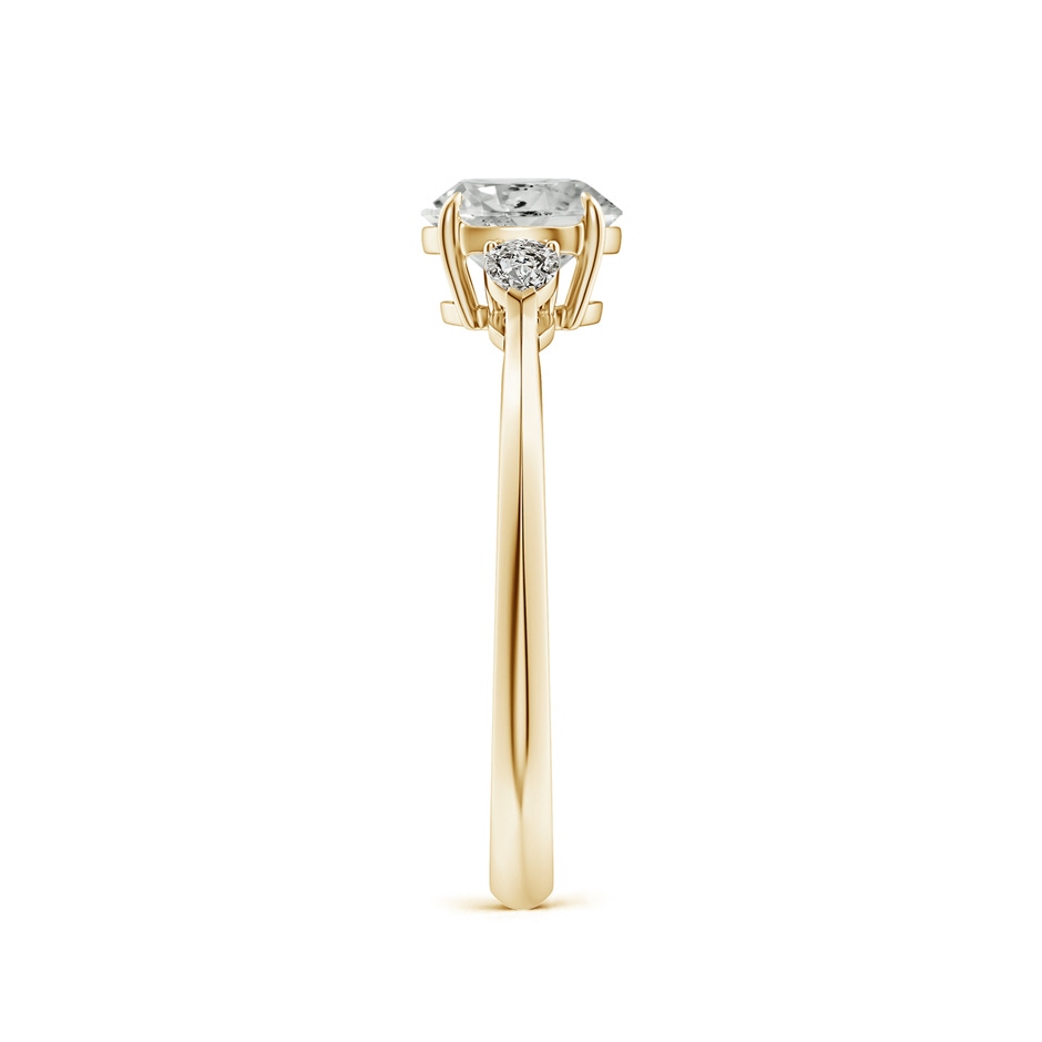 6.4mm KI3 Round and Pear Diamond Three Stone Engagement Ring in Yellow Gold side 299