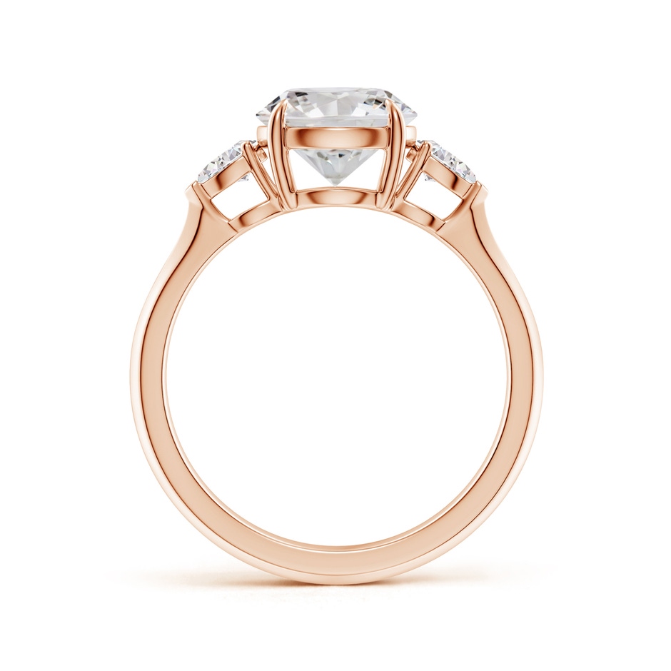 8mm IJI1I2 Round and Pear Diamond Three Stone Engagement Ring in Rose Gold side 199
