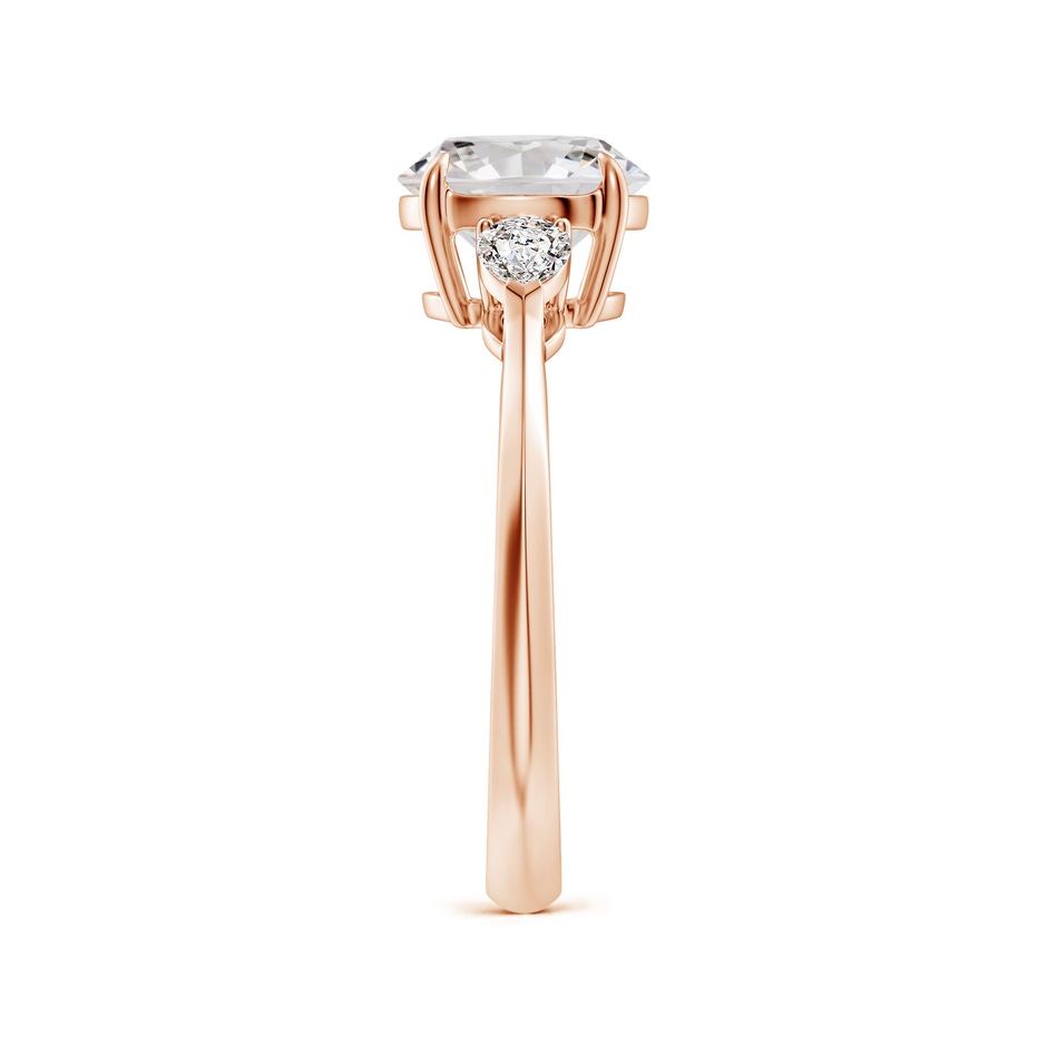 8mm IJI1I2 Round and Pear Diamond Three Stone Engagement Ring in Rose Gold side 299