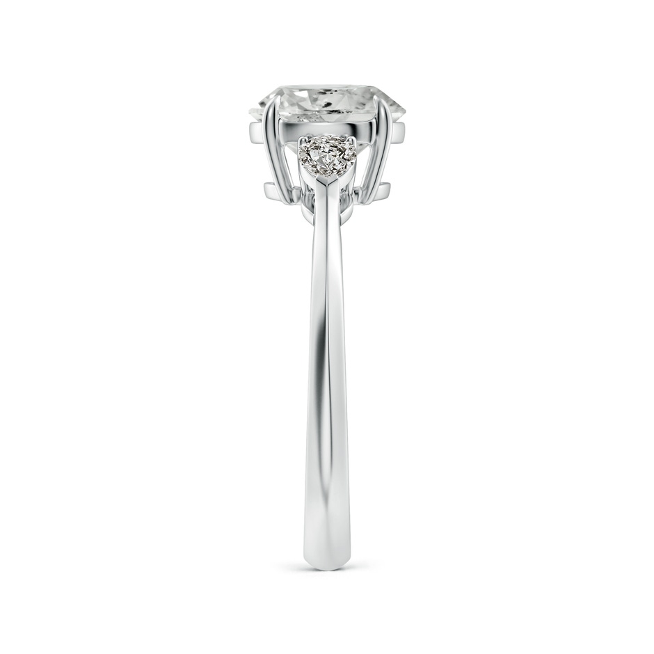 8mm KI3 Round and Pear Diamond Three Stone Engagement Ring in White Gold side 299