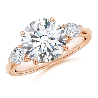 9.2mm GVS2 Round and Pear Diamond Three Stone Engagement Ring in 10K Rose Gold