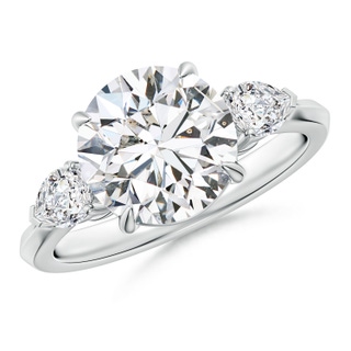 9.2mm HSI2 Round and Pear Diamond Three Stone Engagement Ring in P950 Platinum