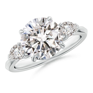 9.2mm IJI1I2 Round and Pear Diamond Three Stone Engagement Ring in P950 Platinum