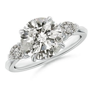 9.2mm KI3 Round and Pear Diamond Three Stone Engagement Ring in P950 Platinum