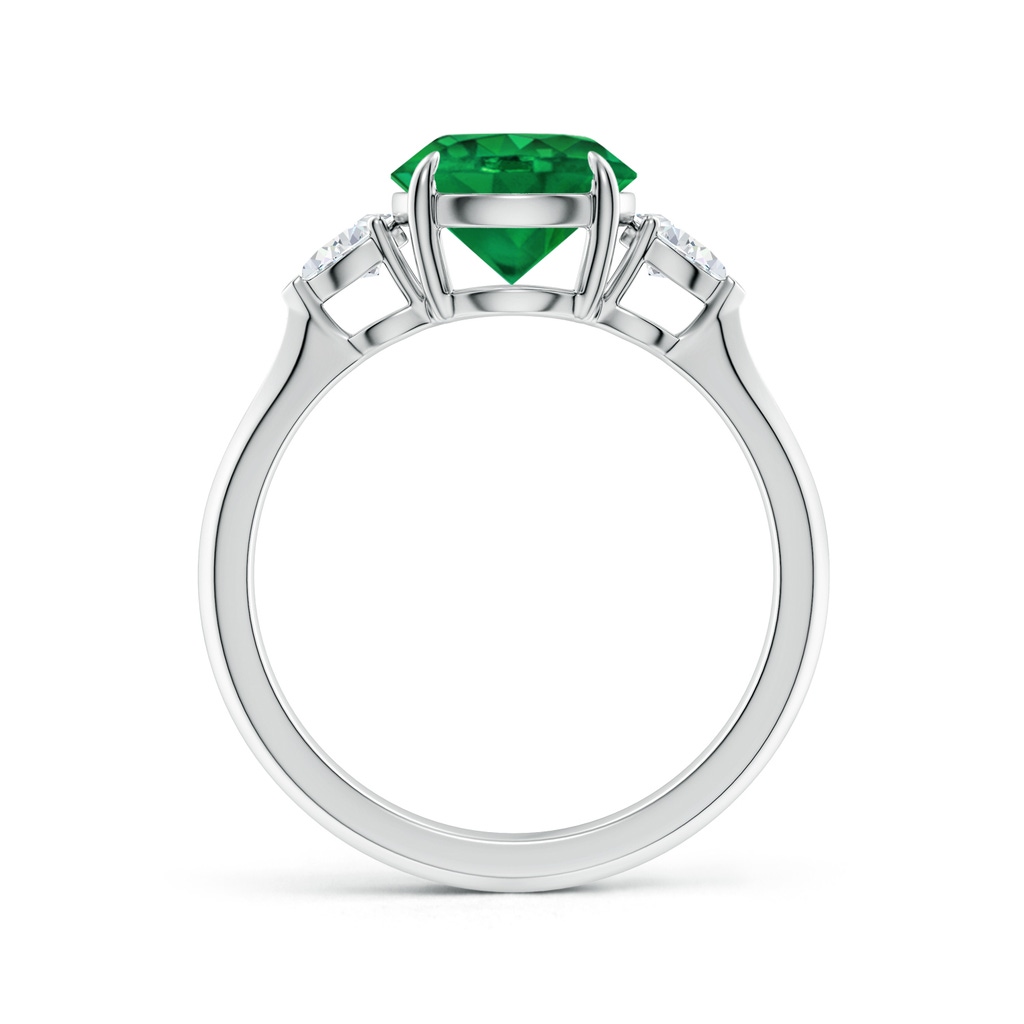 8mm AAA Round Emerald and Pear Diamond Three Stone Engagement Ring in White Gold Side 199