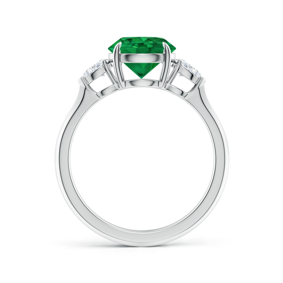 8mm AAA Round Emerald and Pear Diamond Three Stone Engagement Ring in White Gold side 199