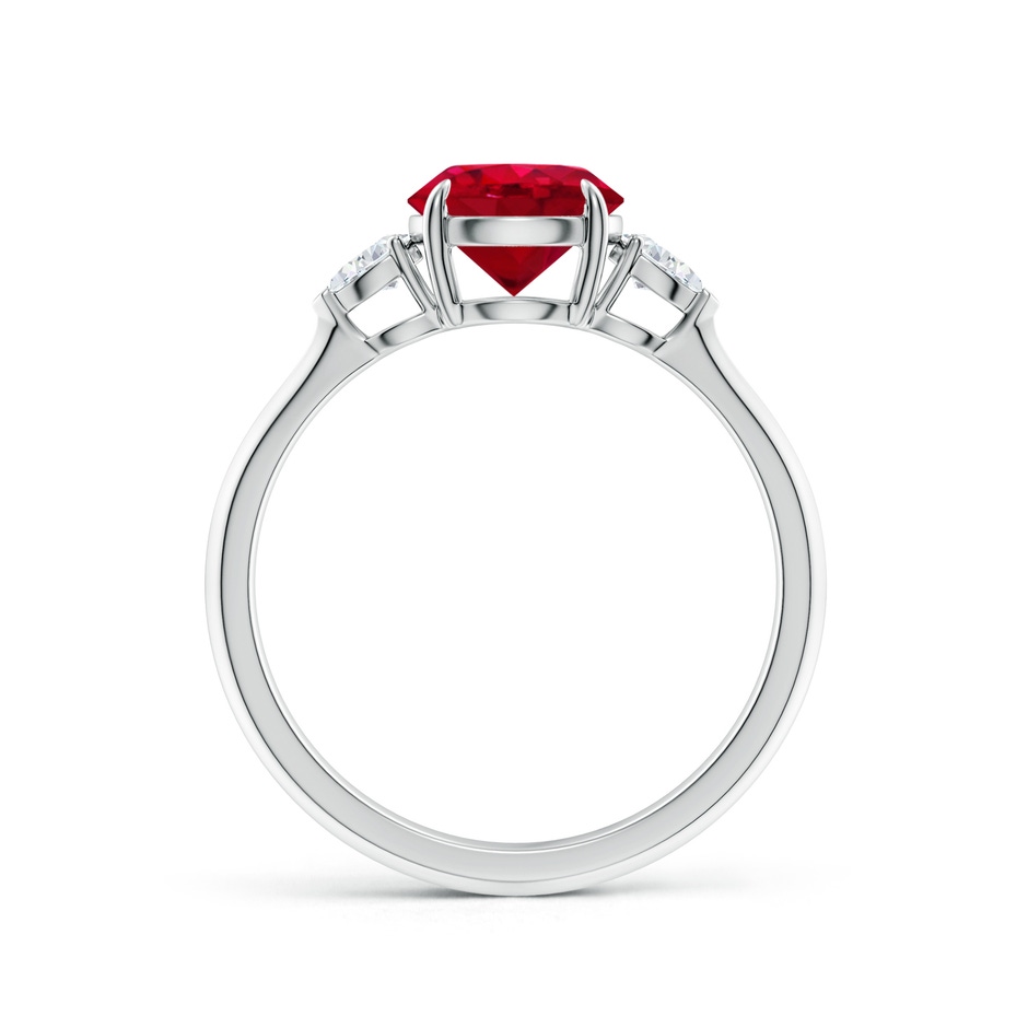 7mm AAA Round Ruby and Pear Diamond Three Stone Engagement Ring in White Gold side 199