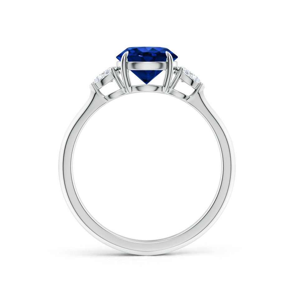 7mm Lab-Grown Round Blue Sapphire and Pear Diamond Three Stone Engagement Ring in P950 Platinum side 199