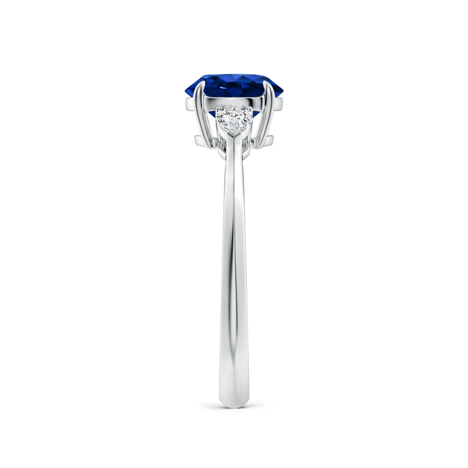 7mm Lab-Grown Round Blue Sapphire and Pear Diamond Three Stone Engagement Ring in White Gold side 299