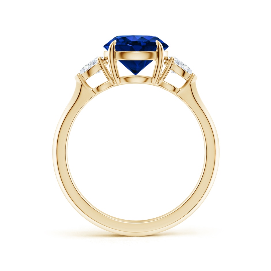 8mm Lab-Grown Round Blue Sapphire and Pear Diamond Three Stone Engagement Ring in Yellow Gold side 199