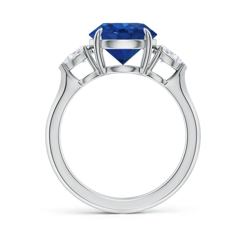 9mm AAA Round Blue Sapphire and Pear Diamond Three Stone Engagement Ring in White Gold Side 199