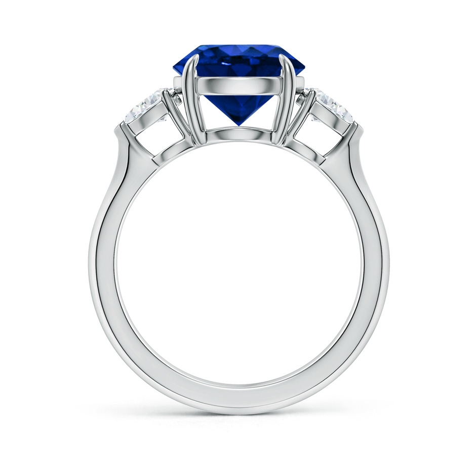 9mm Lab-Grown Round Blue Sapphire and Pear Diamond Three Stone Engagement Ring in P950 Platinum side 199
