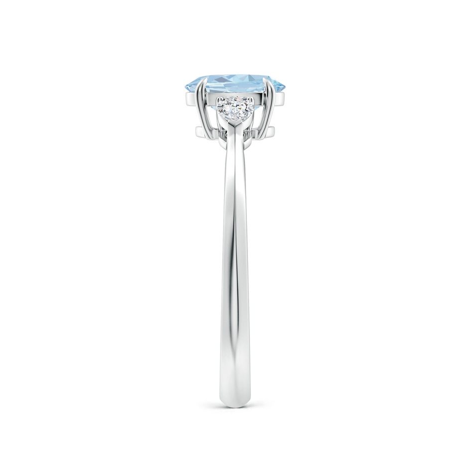 7x5mm A Oval Aquamarine and Pear Diamond Three Stone Engagement Ring in 10K White Gold side 299
