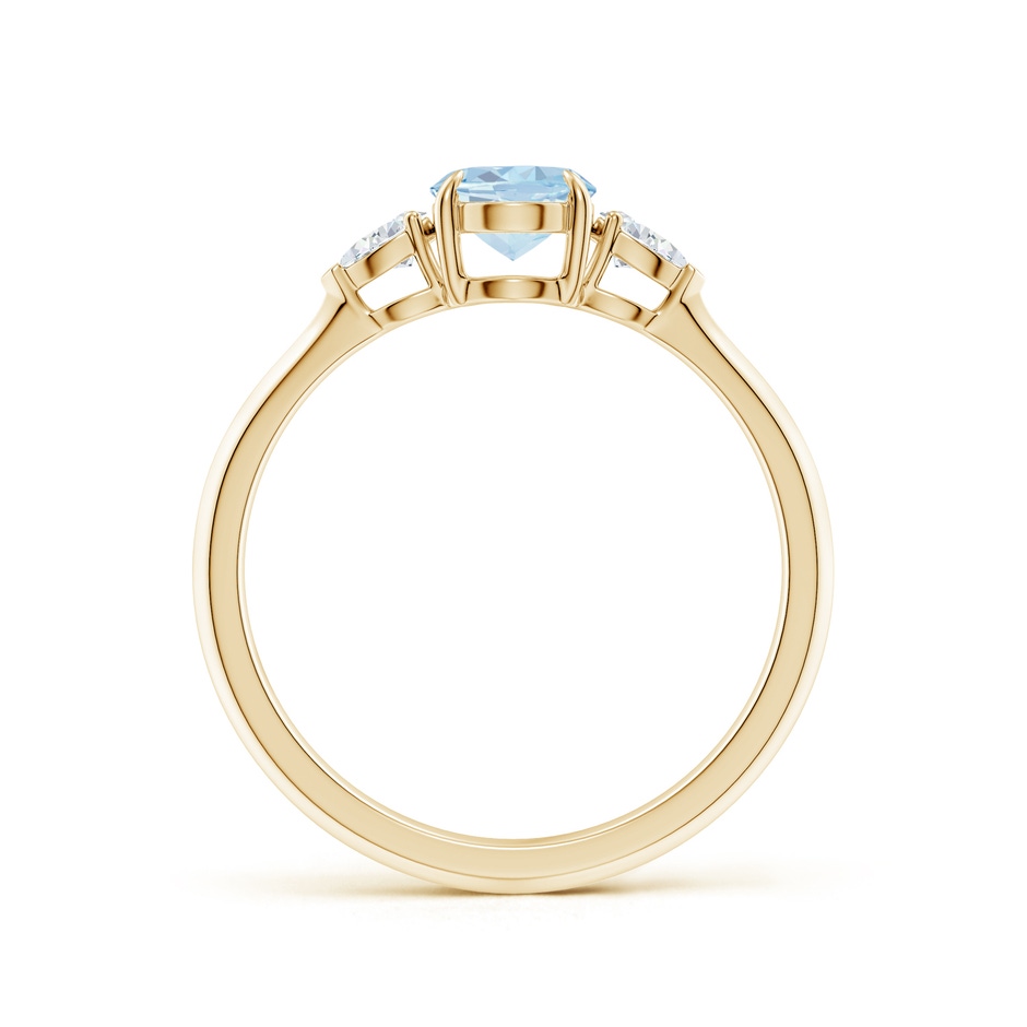 7x5mm A Oval Aquamarine and Pear Diamond Three Stone Engagement Ring in Yellow Gold side 199