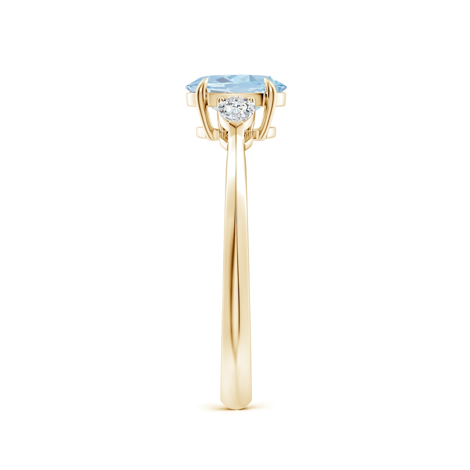 7x5mm A Oval Aquamarine and Pear Diamond Three Stone Engagement Ring in Yellow Gold side 299