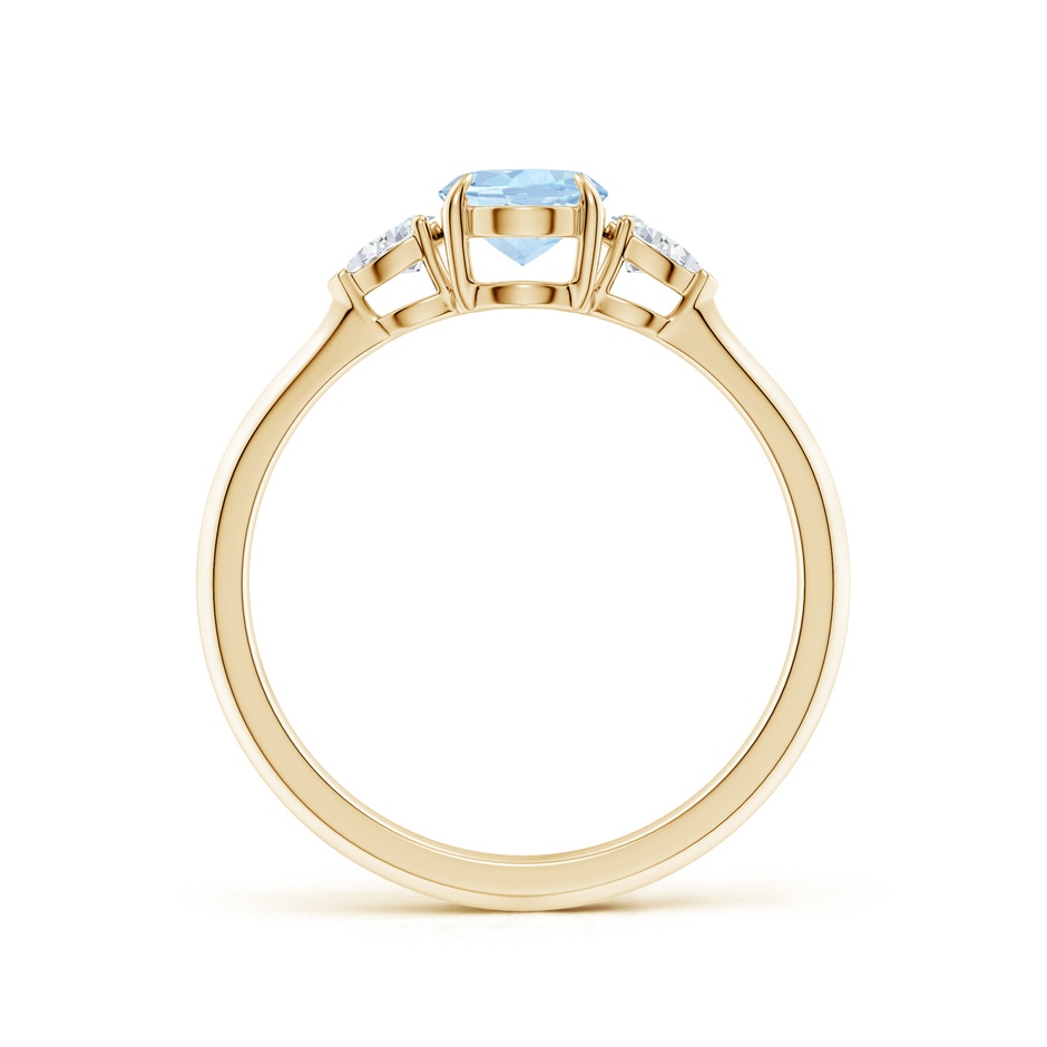 7x5mm AA Oval Aquamarine and Pear Diamond Three Stone Engagement Ring in Yellow Gold side 199