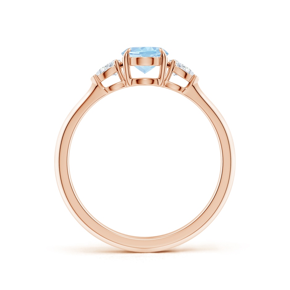 7x5mm AAA Oval Aquamarine and Pear Diamond Three Stone Engagement Ring in Rose Gold side 199