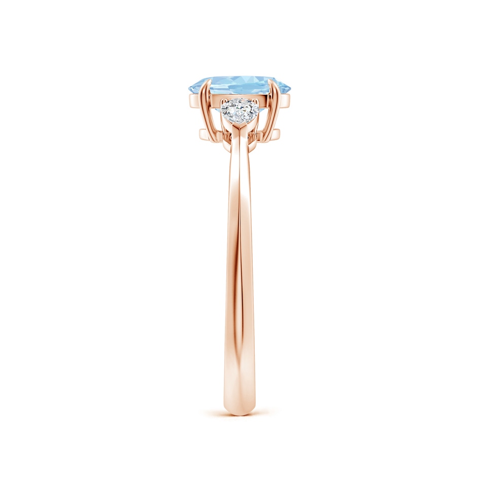 7x5mm AAA Oval Aquamarine and Pear Diamond Three Stone Engagement Ring in Rose Gold side 299