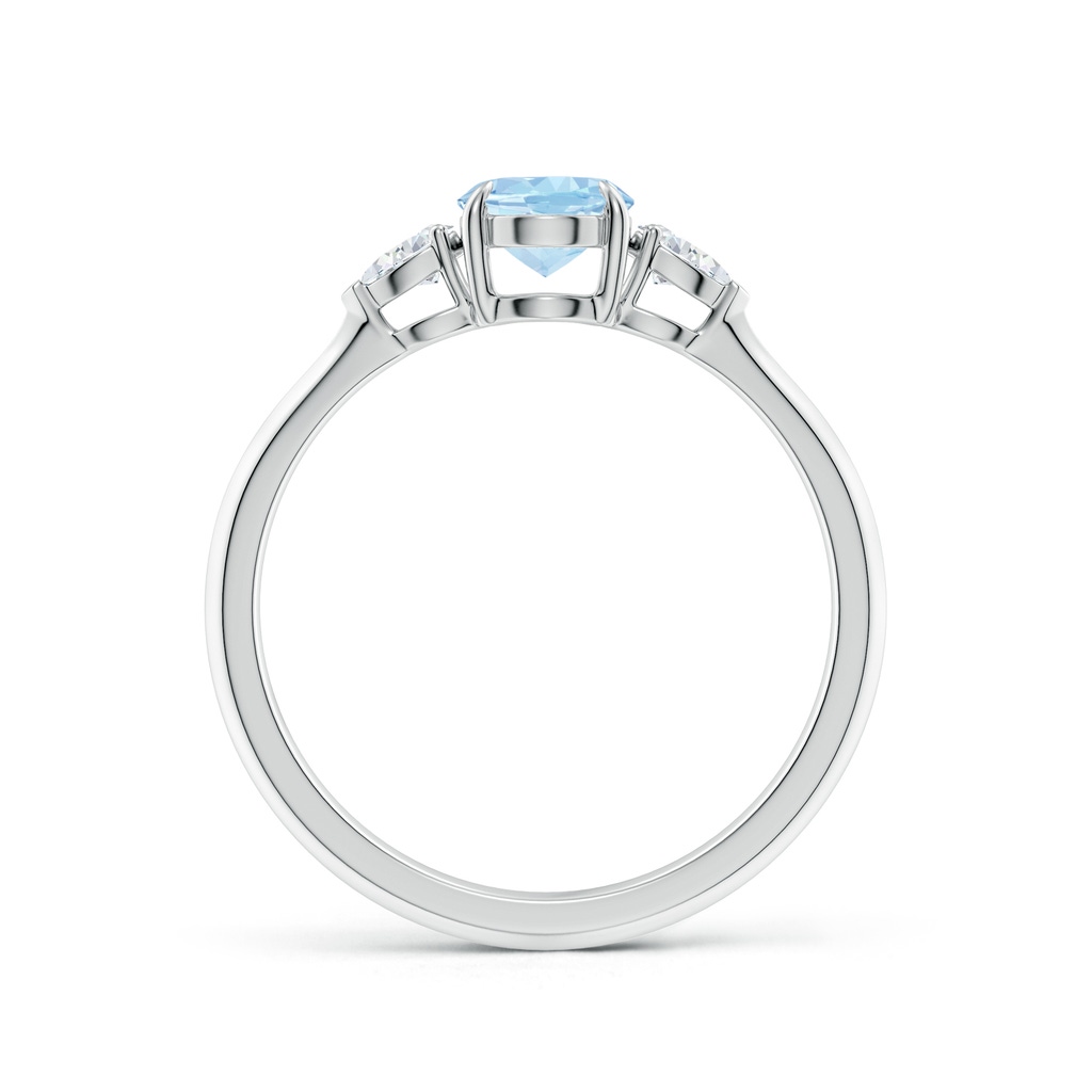 7x5mm AAA Oval Aquamarine and Pear Diamond Three Stone Engagement Ring in White Gold Side 199