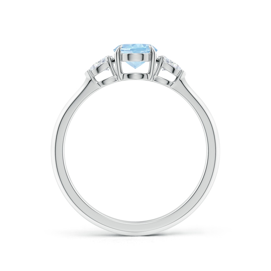 7x5mm AAA Oval Aquamarine and Pear Diamond Three Stone Engagement Ring in White Gold side 199