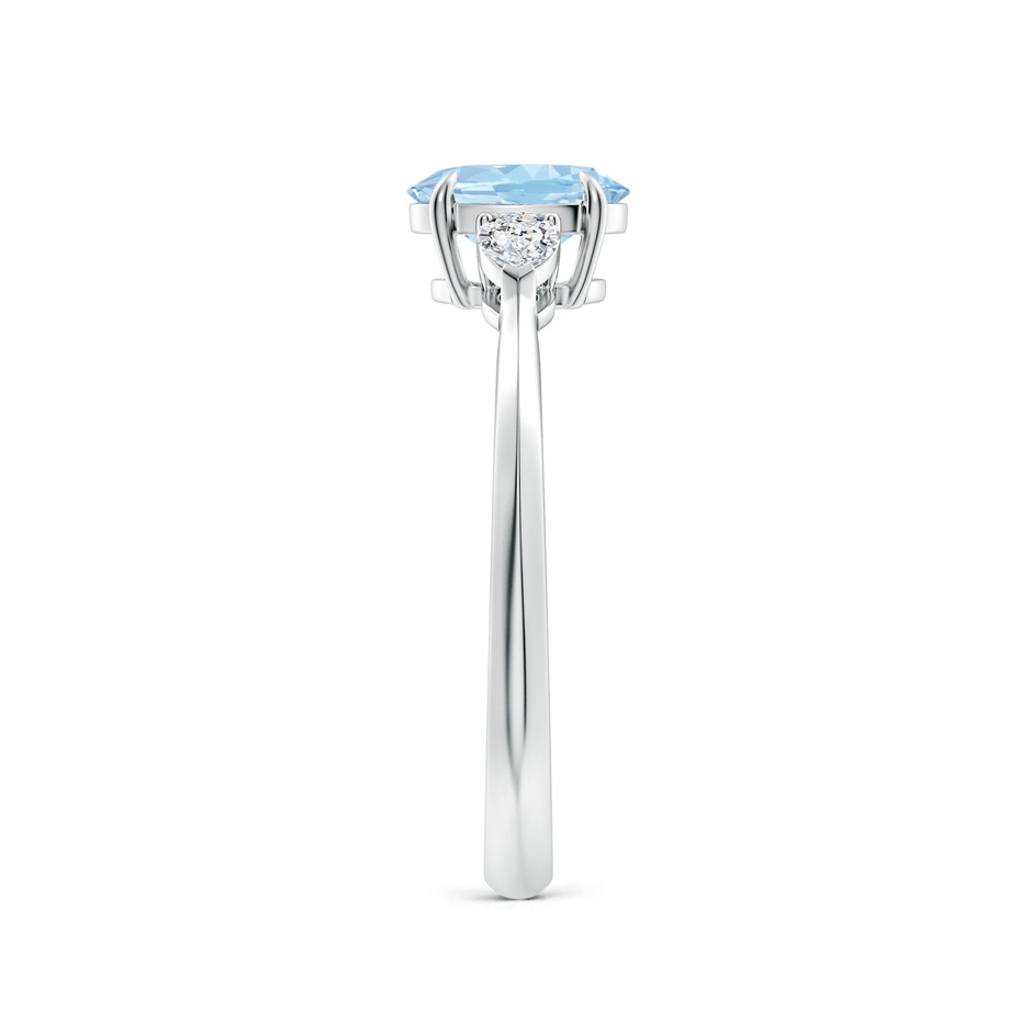 7x5mm AAA Oval Aquamarine and Pear Diamond Three Stone Engagement Ring in White Gold side 299