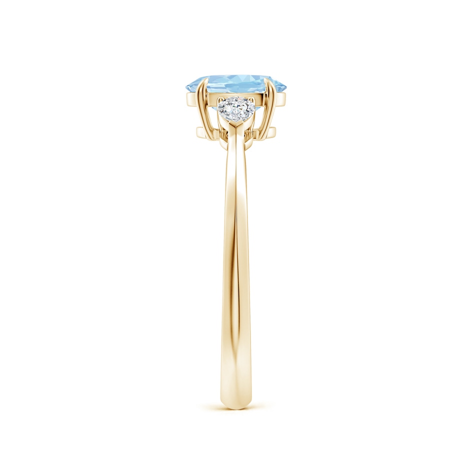 7x5mm AAA Oval Aquamarine and Pear Diamond Three Stone Engagement Ring in Yellow Gold side 299