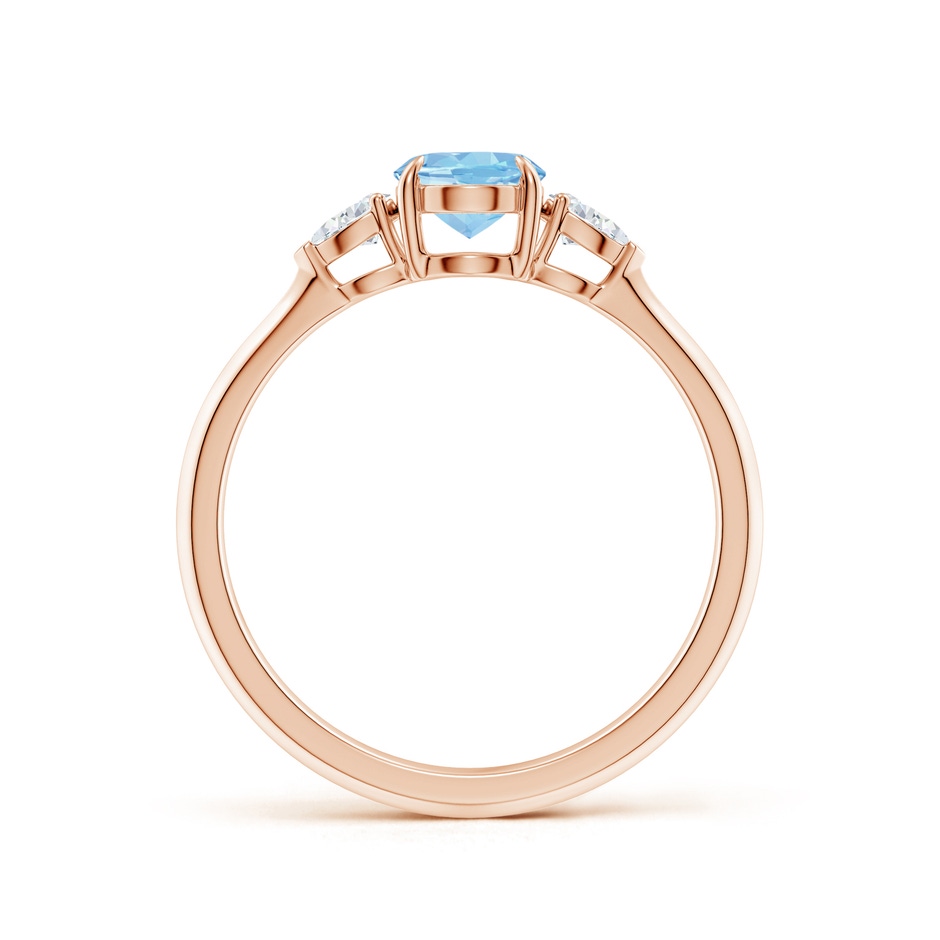 7x5mm AAAA Oval Aquamarine and Pear Diamond Three Stone Engagement Ring in Rose Gold side 199