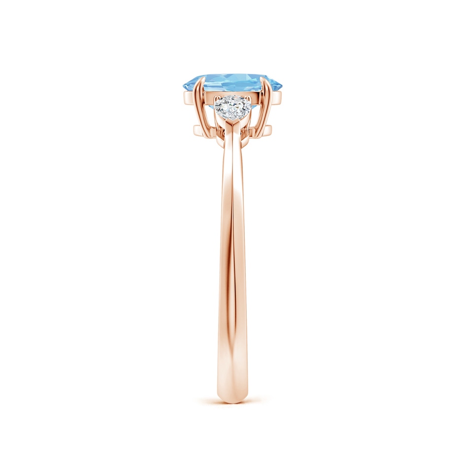 7x5mm AAAA Oval Aquamarine and Pear Diamond Three Stone Engagement Ring in Rose Gold side 299