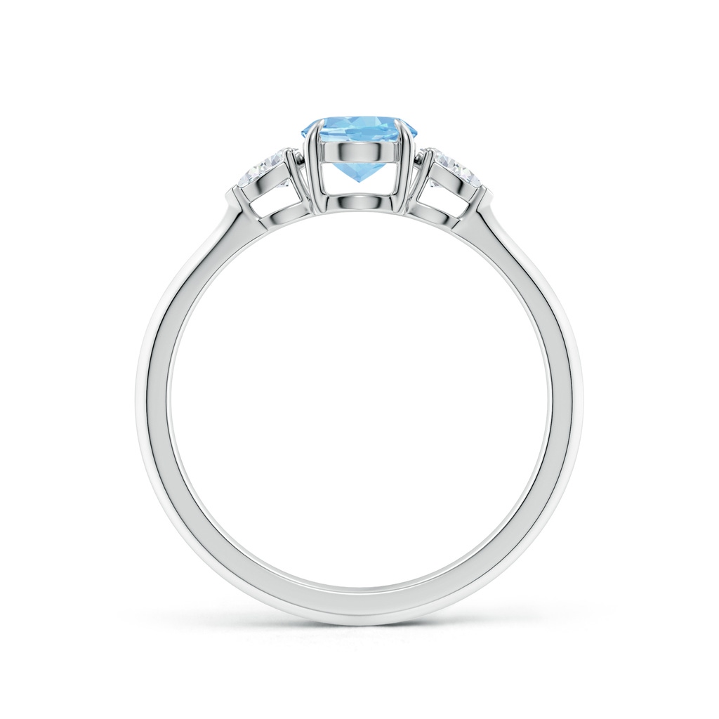 7x5mm AAAA Oval Aquamarine and Pear Diamond Three Stone Engagement Ring in S999 Silver - side 199