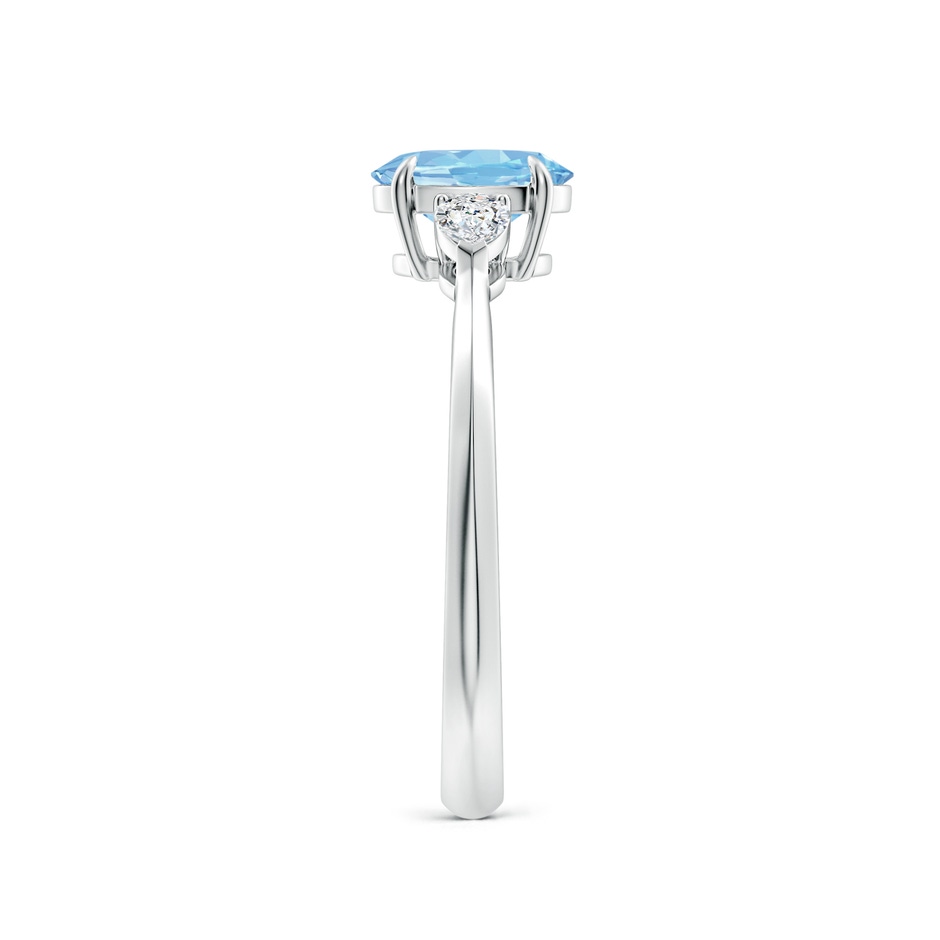 7x5mm AAAA Oval Aquamarine and Pear Diamond Three Stone Engagement Ring in S999 Silver side 299