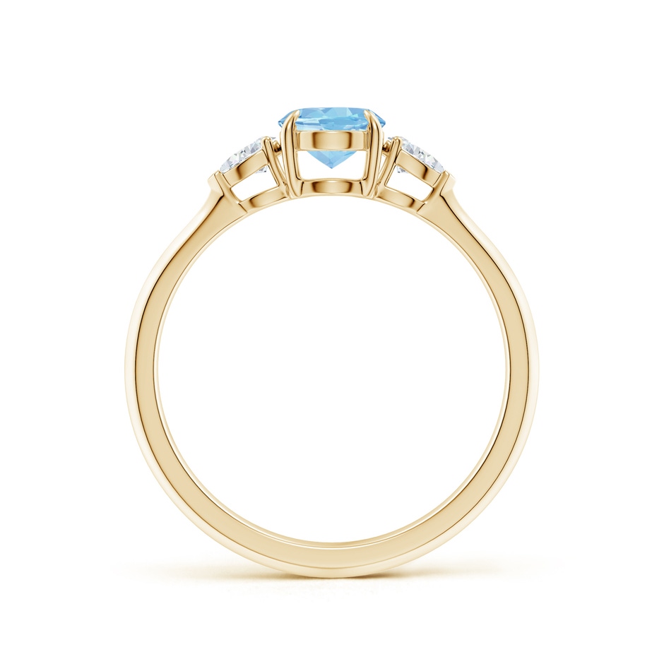 7x5mm AAAA Oval Aquamarine and Pear Diamond Three Stone Engagement Ring in Yellow Gold side 199