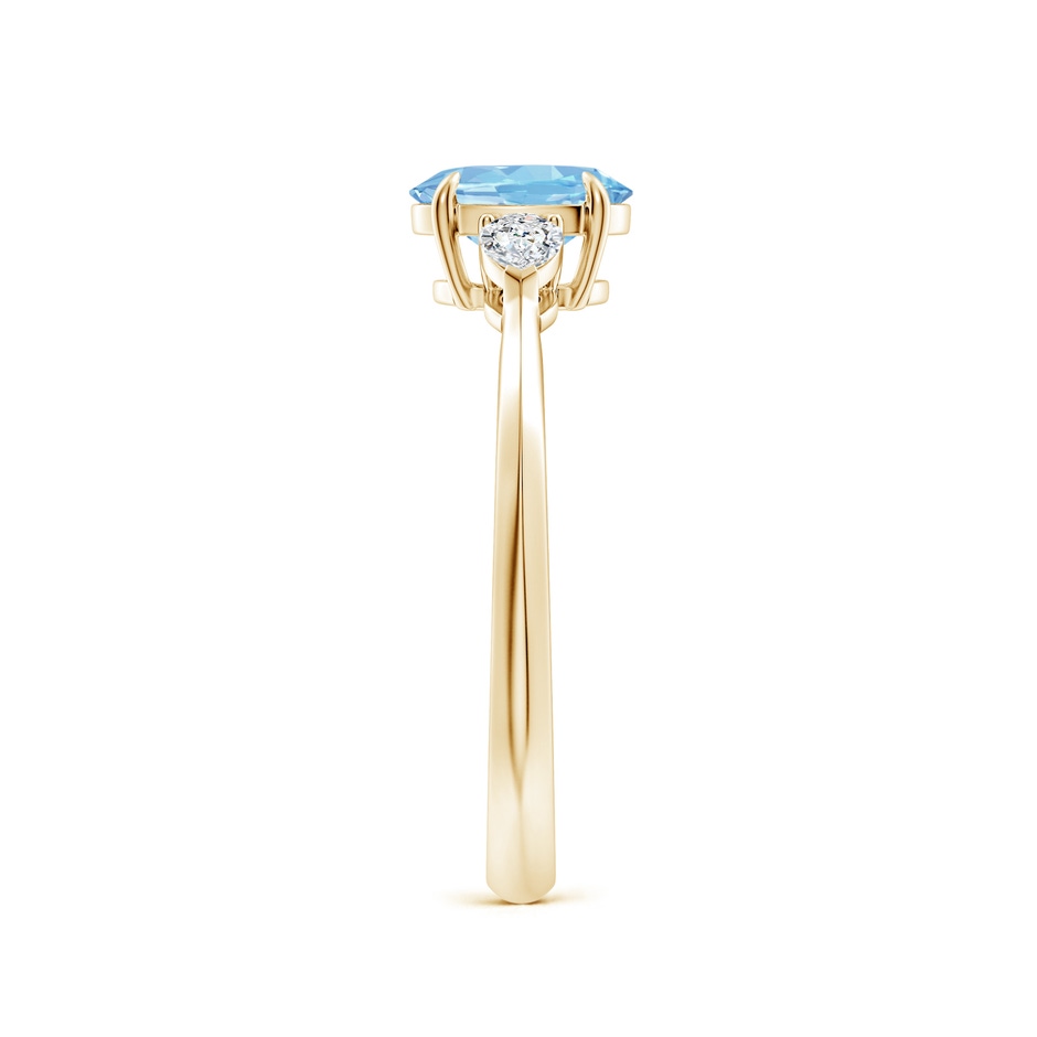 7x5mm AAAA Oval Aquamarine and Pear Diamond Three Stone Engagement Ring in Yellow Gold side 299