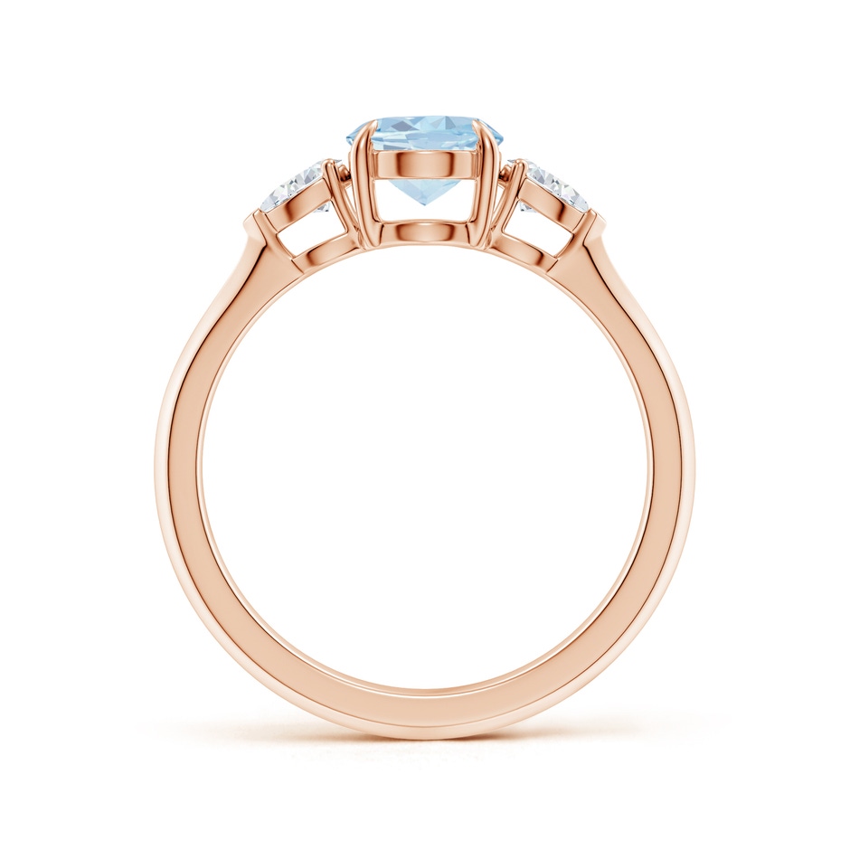 8x6mm A Oval Aquamarine and Pear Diamond Three Stone Engagement Ring in Rose Gold side 199