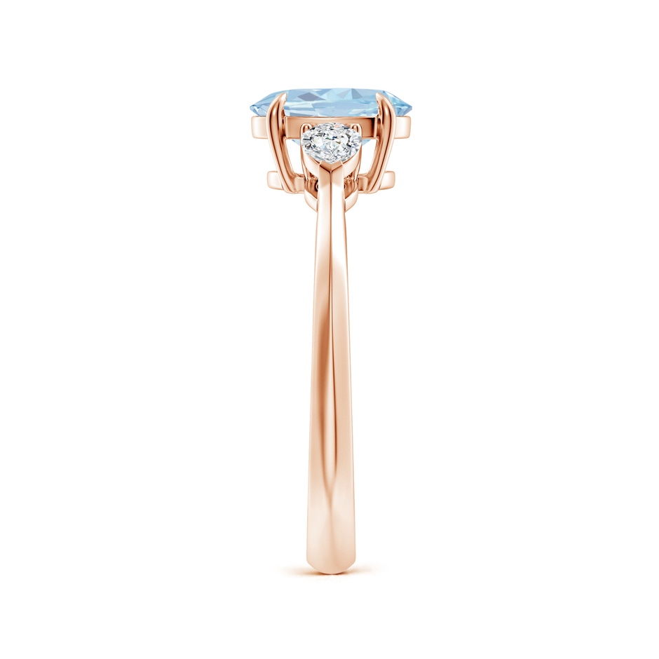 8x6mm A Oval Aquamarine and Pear Diamond Three Stone Engagement Ring in Rose Gold side 299